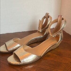 J Crew Gold sparkle ankle strap sandal size 8 1/2